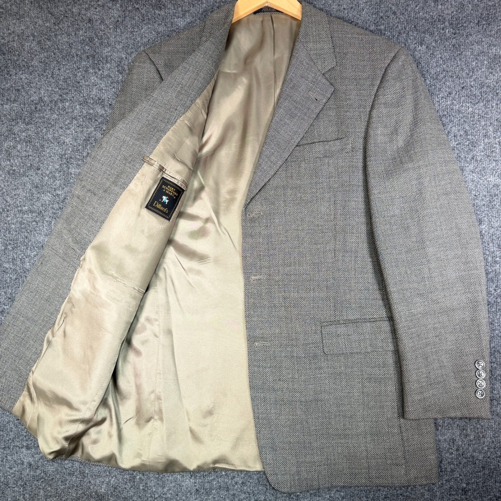 Hart Schaffner & Marx Blazer Mens 42R Grey Micro Pattern 3-Button Sport Coat